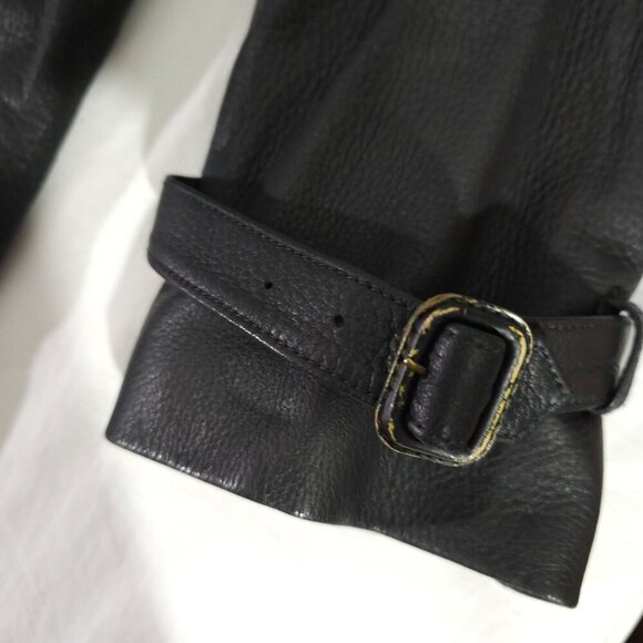 Genuine Seraphin Mens Leather Jacket France Adjust Cuffs Front Pockets Size 56 - Picture 5 of 13